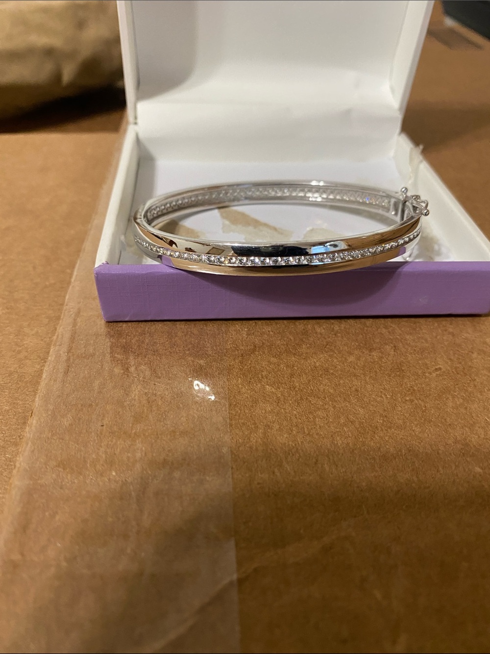 Silver Crystal Pavé Bangle Bracelet - Women Jewelry